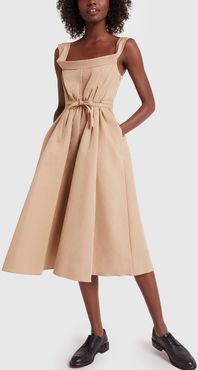 Ladies Midi Dress in Beige/Khaki, Size 0