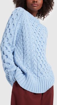 Handknit Cable Knit Crew - X-Small
