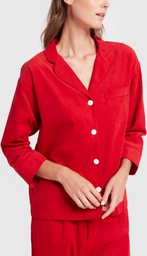 Marina Pajama Shirt in Pinwale Cord Red, X-Small