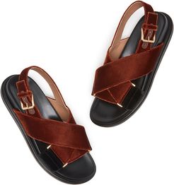 Velvet Fussbett Sandal in Black/Sadelle Brown, Size IT 36