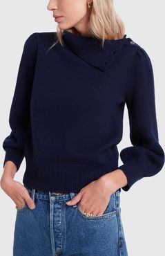 Button-Neck Sweater in Navy, X-Small