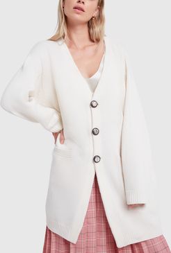 Long-Sleeved Cardigan in Natural White, Size IT 38