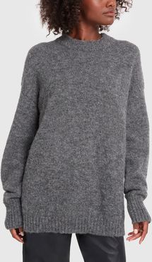 Airy Alpaca Crewneck Pullover in Heather Grey, X-Small