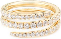 Diamond Coil Ring in Yellow Gold/White Diamonds, Size 6