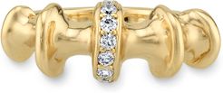 Chrona Band in Yellow Gold/White Diamonds, Size 6.5