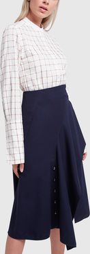 Side Tie Midi Skirt in Stormy Night, Size FR 34