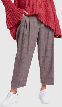 Plaid Trousers in Burgundy, Size FR 36