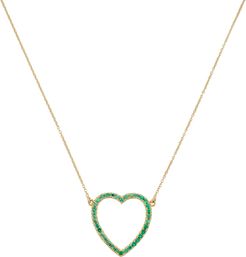Emerald Large Open Heart Necklace in Yellow Gold/Emerald