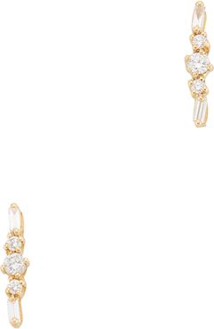 Fireworks Post Earrings in Yellow Gold/White Diamonds