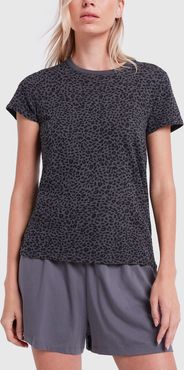 Leopard Schoolboy Crew Tee in Asphalt/Black, X-Small