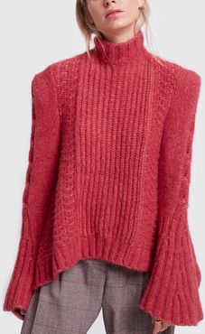 Cable-Knit Jumper in Dark Pink, Size FR 36
