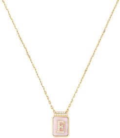 Signet Pendant Necklace in Yellow Gold/Pink Opal/White Diamond