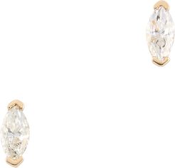 Marquis Wink Stud Earrings in Yellow Gold/White Diamonds