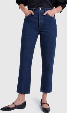 Loverboy High-Rise Relaxed Straight Jeans in Indie Blue, Size 24