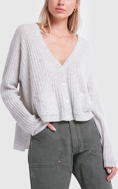 Cashmere Deep V Cardigan in Alabaster, X-Small