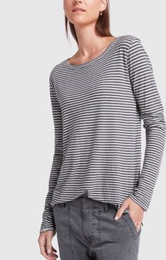 Long Sleeve Shirt in Charcoal/White Stripe, X-Small