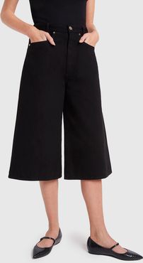 The Culotte Jeans in Painted Black, Size 24