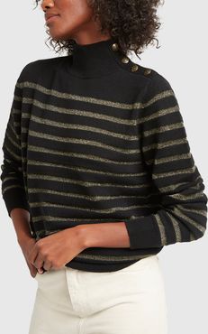 Spruce Sweater in Black w/Gold Stripe, X-Small