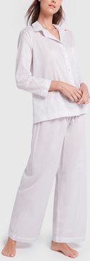 Cotton Lawn Pj Set with Lace Details in Grey, X-Small