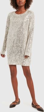 Alexandra Dress in Beige Silver, X-Small