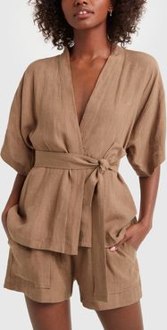 Wrap Top in Taupe, Size UK 6