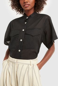 Short Sleeve Shirt in Black, Size UK 6