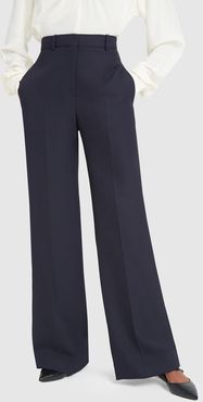 High Waisted Wide Leg Pants in Dark Navy, Size UK 6