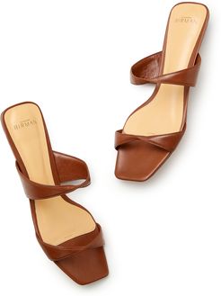 Miki Flat Sandals in Almond Leather, Size IT 36