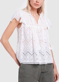 Zippy Short-Sleeve Top in White, X-Small