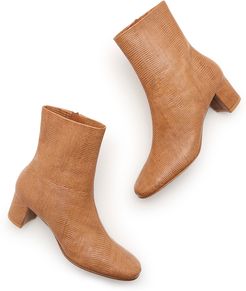 Sofia Lizard-Effect Leather Boots in Tan, Size IT 36