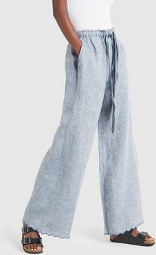 Linen Pants in Grey Melange, Size 0