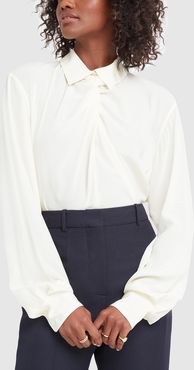 Twist-Neck Shirt in Vanilla, Size UK 6