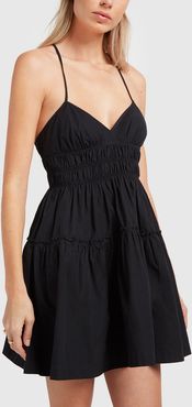 Mia Dress in Cotton Poplin Black, Size UK 6