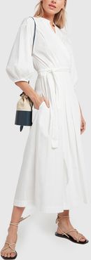 Delmare Dress in Washed Poplin White, Size UK 6