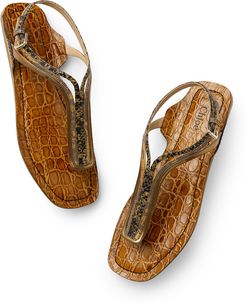 Carla Flat Sandals in Amber Brown, Size IT 36