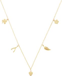 Mini Charm Necklace in Yellow Gold/White Diamond