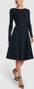 Crossback Flared Dress in Navy, X-Small