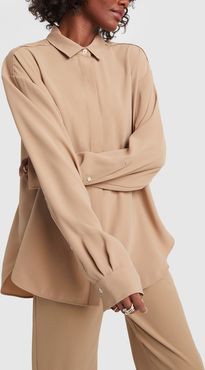 Lago Shirt in Khaki Crepe, X-Small