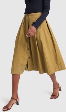 Midi Skirt in Khaki Brown, X-Small