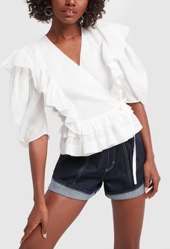 Ruffle Top in Iconic Milk, Size FR 34