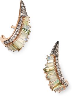 Ruched Ear Clips Earring in Rose Gold/Opal/Tourmaline/White Diamond