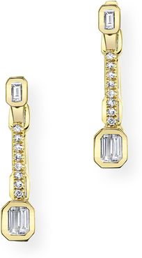 Baguette Punch Pavé Ear Jackets Earring in Yellow Gold/White Diamonds