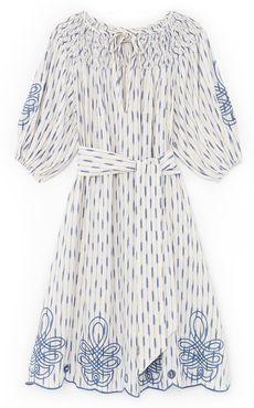 Midi Smock Dress in Copen Ikat, Size 0