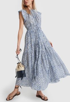 Vienna Maxi Dress in Field Flower Blockprint, Small