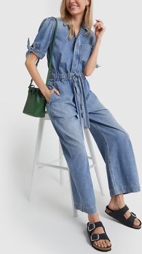 Robyn Knot-Sleeve Jumpsuit in Amore, X-Small