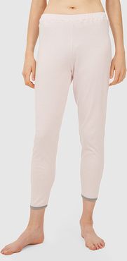 Brigitte Jersey Pajama Pants in Pink and White Stripe, X-Small