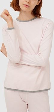 Brigitte Lounge Shirt in Pink and White Stripe, X-Small