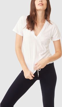 V-Neck T-Shirt in White, X-Small