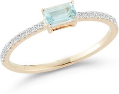 Emerald-Cut Aquamarine Ring in Yellow Gold/Aquamarine, Size 5