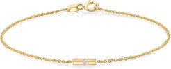 Mini Bar Bracelet with Baguette Diamond in Yellow Gold/White Diamonds